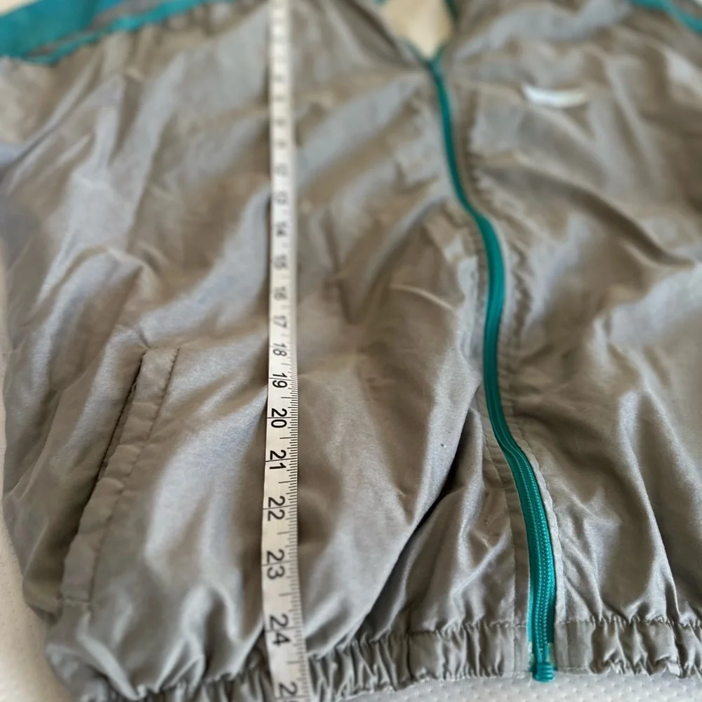 Vintage 80s Mens Sz: L Reebok Track Jacket Windbreaker Full Zip Gray & Teal.